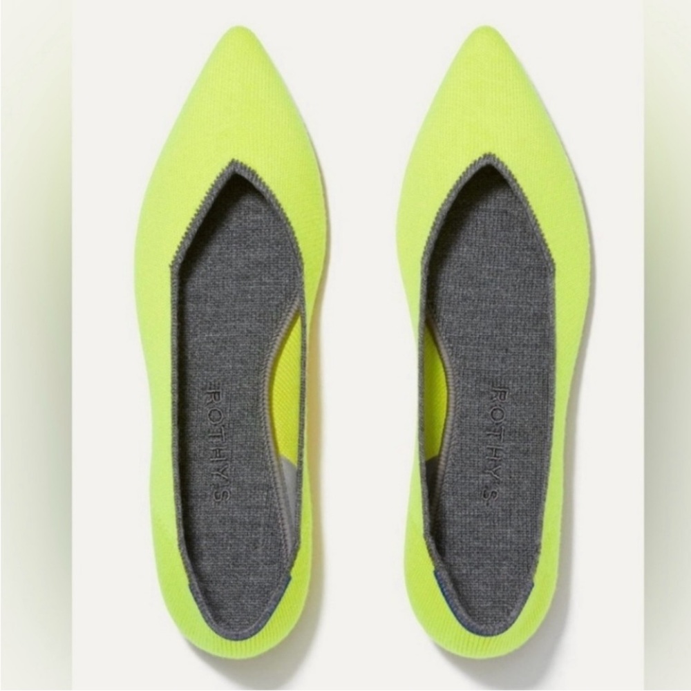 Rothy's!! Sunbeam Yellow Merino Wool Point Shoes Women size 8 GOOD